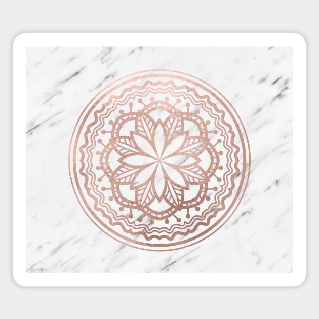 Marble mandala - soft rose gold on white Sticker by marbleco